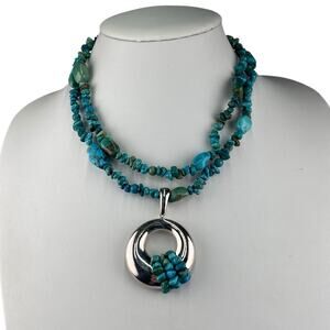 Whitney Kelly Turquoise 36" Necklace and Pendant Enhancer Sterling Silver